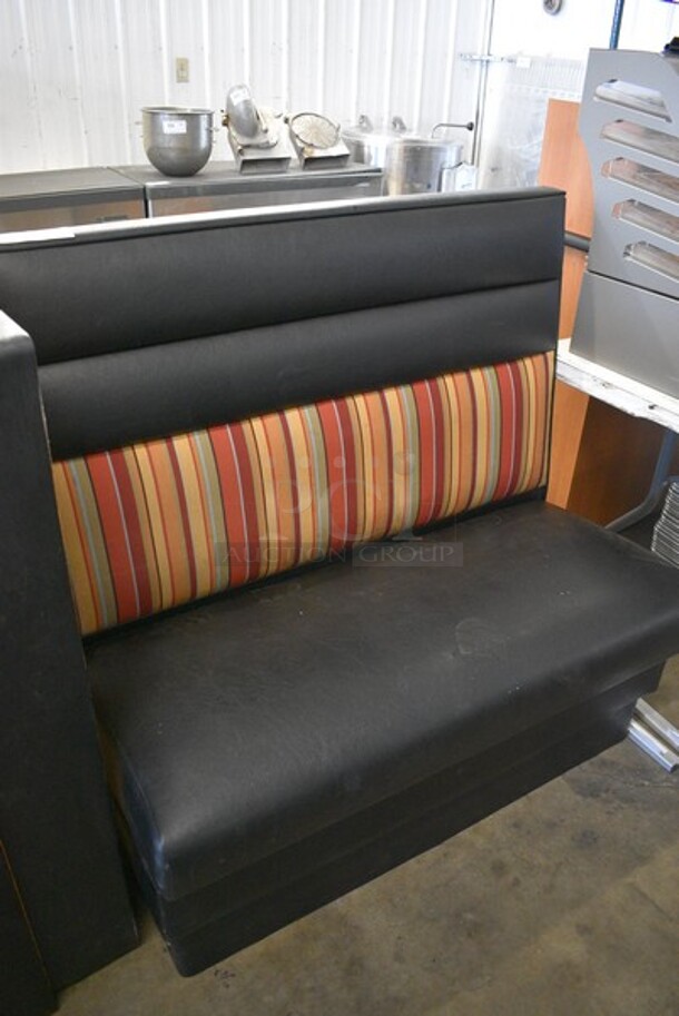 5 Double Sided Wooden Booths With A Black and Striped Color Cushioned Seat And Back. 44x48x42. 5 Times Your Bid! - Image 2 of 4