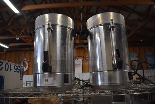 2 Metal Countertop Percolating Urns. 15x16x20. 2 Times Your Bid!