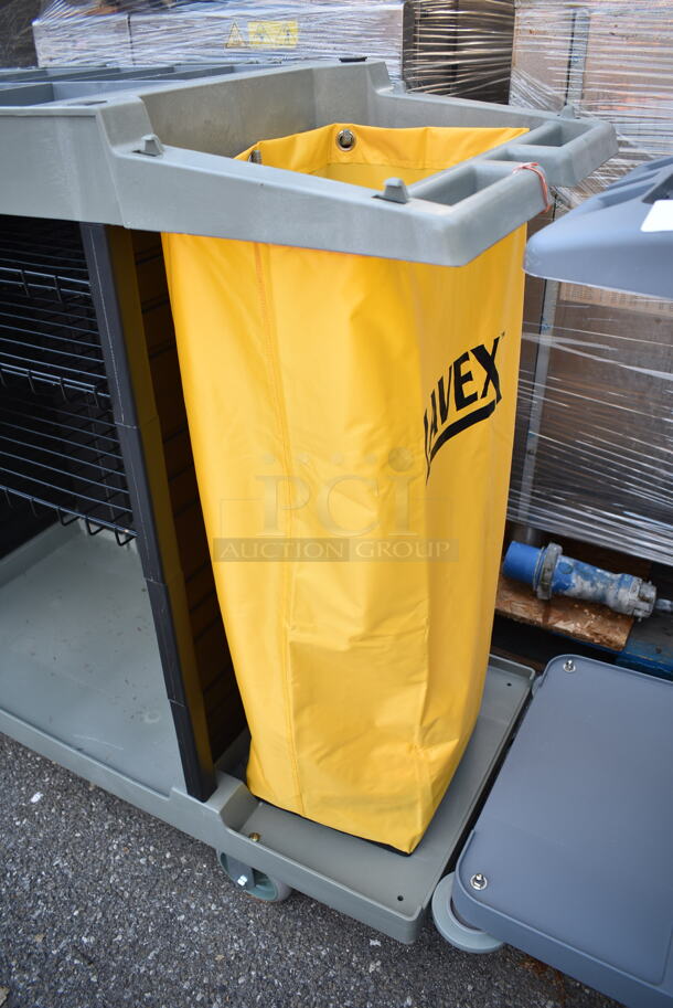 BRAND NEW SCRATCH AND DENT! Lavex 274HKCARTLG Hotel / Housekeeping Cart - Large Four Shelf on Commercial Casters.  - Image 4 of 8