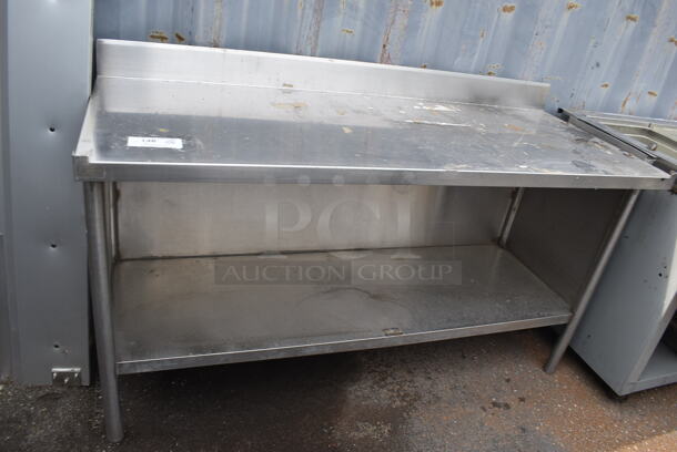 Commercial Stainless Steel Prep Station With Backsplash and Undershelf  On Steel Legs. - Image 1 of 4