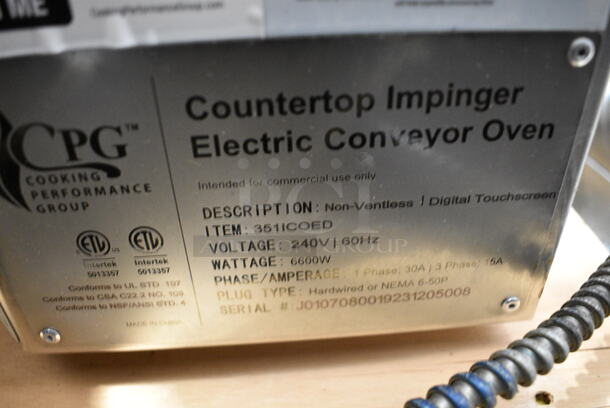 BRAND NEW SCRATCH AND DENT! Cooking Performance Group CPG 351ICOED Stainless Steel Commercial Countertop Electric Powered Conveyor Pizza Oven. 240 Volts, 1 Phase. - Image 8 of 8