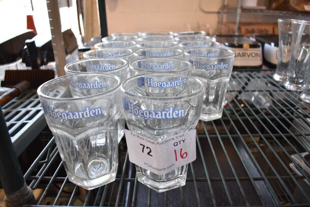 16 Hoegaarden Beverage Glasses. 4x4x5.5. 16 Times Your Bid!