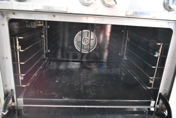 Southbend P48A-BBBB Stainless Steel Commercial Natural Gas Powered 8 Burner Range w/ Convection Oven, Side Counters and Back Splash.  - Image 6 of 12
