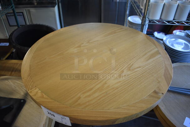 Wood Pattern Round Bar Height Table on Metal Table Base. Stock Picture - Cosmetic Condition May Vary. 24x24x41.5 - Image 2 of 3