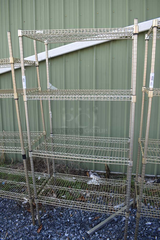 Gold Finish 4 Tier Wire Shelving Unit. BUYER MUST DISMANTLE. PCI CANNOT DISMANTLE FOR SHIPPING. PLEASE CONSIDER FREIGHT CHARGES. 36x21x75 - Image 3 of 3