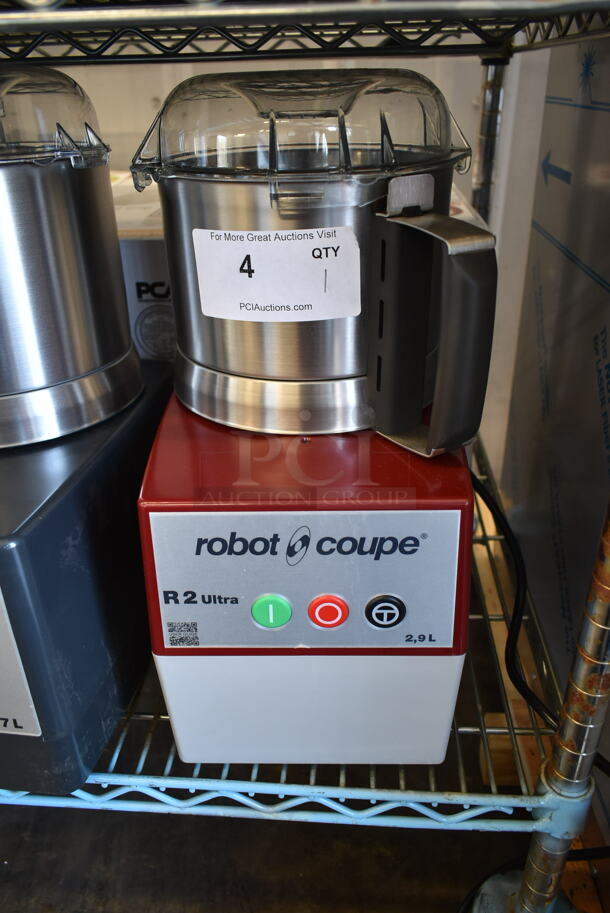 BRAND NEW SCRATCH AND DENT! Robot Coupe R2UB Metal Commercial Countertop Food Processor w/ Bowl, Lid and S Blade. 120 Volts, 1 Phase. Tested and Working!