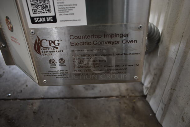 BRAND NEW SCRATCH AND DENT! Cooking Performance Group CPG 351ICOED Stainless Steel Commercial Countertop Electric Powered Impinger Conveyor Pizza Oven with 50" Belt. 240 Volts, 1/3 Phase. Tested and Working! - Image 6 of 9