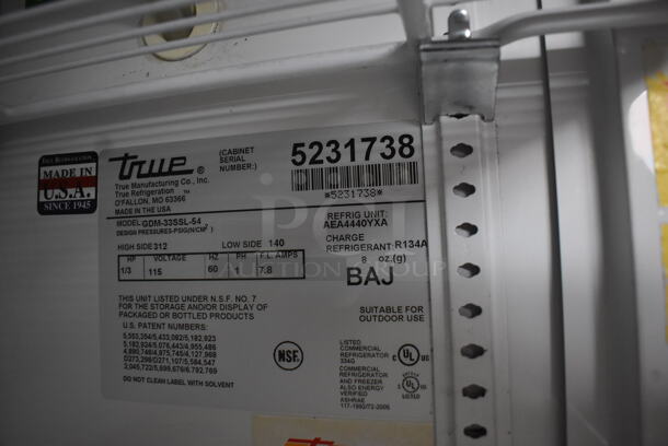 True GDM-33SSL-54 Commercial 2 Sliding Door Reach in Cooler in Black With Polycoated Racks. 115V/Phase 1 Tested And Working - Image 6 of 6