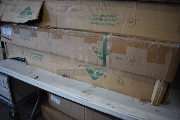 ALL ONE MONEY! Lot of 8 BRAND NEW IN BOX! Advance Tabco Green Finish Wire Shelves. 48x24x1.5 - Image 4 of 4