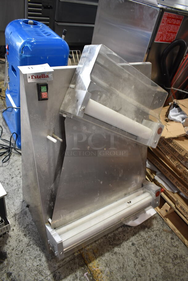 BRAND NEW SCRATCH AND DENT! Estella 348EDS18D Stainless Steel Commercial Countertop Two Stage Dough Sheeter. 120 Volts, 1 Phase. Tested and Working! - Image 3 of 7