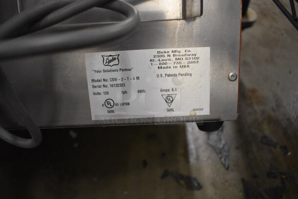Duke Model CSW-2-T-AM Stainless Steel Commercial Countertop 2 Well Food Warmer w/ Poly 2 Tier Rack. 120 Volts, 1 Phase. 18x16x38. Tested and Working! - Image 5 of 5