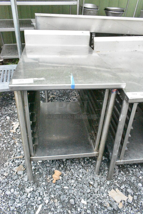 Stainless Steel Table w/ Back Splash and Under Shelf.  - Image 1 of 5