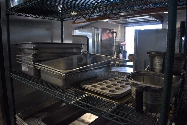 ALL ONE MONEY! Tier Lot of Various Items Including Stainless Steel Drop In Bins and Metal Brew Baskets
