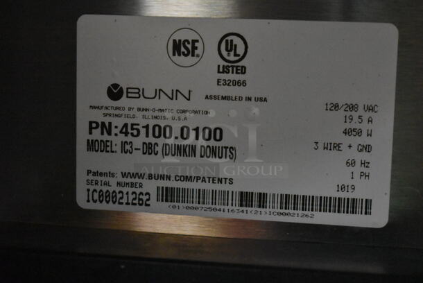 2019 Bunn IC3-DBC Stainless Steel Commercial Countertop Iced Tea Machine w/ Metal Brew Basket. 120/208 Volts, 1 Phase.  - Image 7 of 7