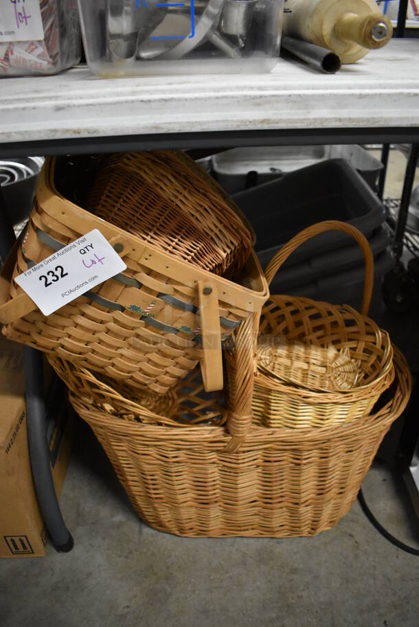 ALL ONE MONEY! Lot of 6 Various Baskets, 3 Gray Poly Bins and Clear Poly Bin - Image 1 of 4