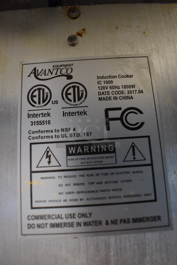 Avantco IC 1800 Stainless Steel Commercial Countertop Electric Powered Single Burner Induction Range. 120 Volts, 1 Phase. 12.5x15.5x4 - Image 5 of 5