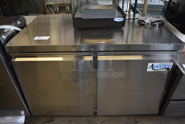 BRAND NEW! Avantco 178SSUC48RHC Stainless Steel Commercial 2 Door Undercounter Cooler on Commercial Casters. 115 Volts, 1 Phase. 48x30x32. Tested and Working! - Image 1 of 8