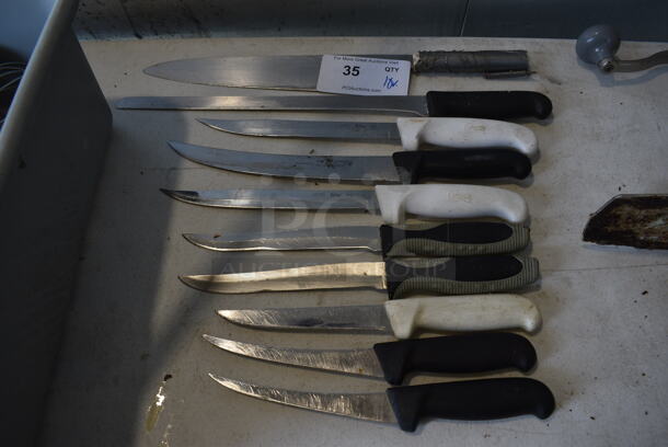 10 Various Stainless Steel Knives. Includes 11