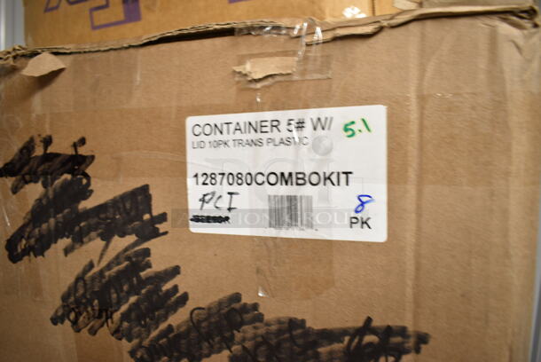 PALLET LOT of 15 BRAND NEW Boxes Including 1287080COMBOKIT 2.7 Qt. Translucent Round Deli Container and Lid Combo Pack - 10/Pack, 2 Box 130WKFSNSPH Visions Individually Wrapped Heavy Weight White Plastic Cutlery Pack with Napkin and Salt and Pepper Packets - 500/Case, Tork Bath Tissue Roll. 15 Times Your Bid! - Image 2 of 8