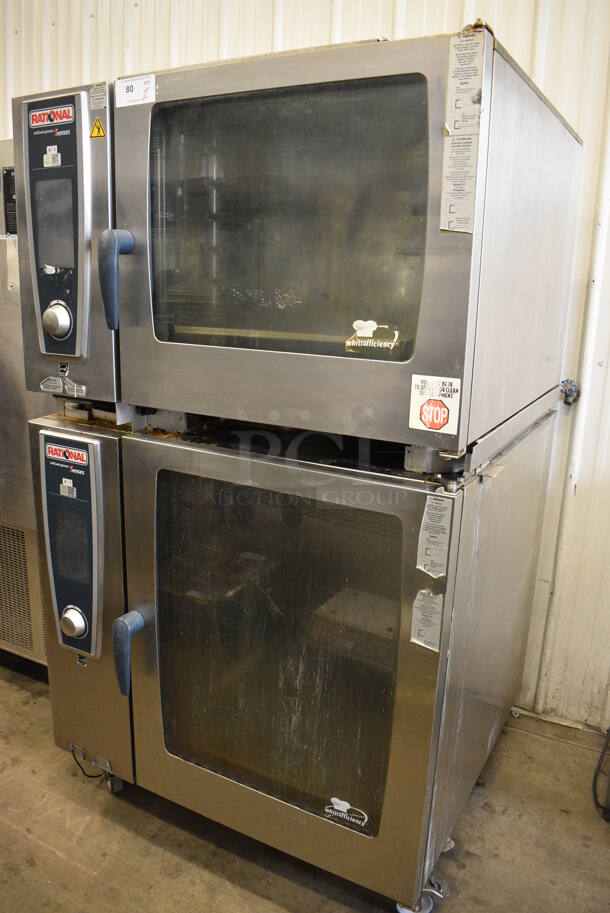 2 Rational Stainless Steel Commercial Combitherm Self Cooking Center Convection Ovens on Commercial Casters. Top Model: SCC WE 62. Bottom Model: SCC WE 102. 480 Volts, 3 Phase. 42x40x72. 2 Times Your Bid! - Image 3 of 9