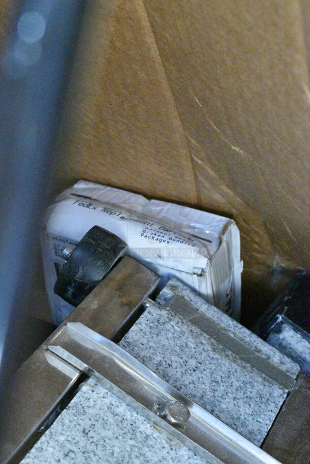 20 BRAND NEW Boxes Including 966UPWIDEB OneUp by Choice White 2-Ply Wide Interfold 6 1/2" x 8 1/2" Dispenser Napkin - 6000/Case, 433NHT108 Choice 1/6 Standard Size White "Happy Face" Heavy-Duty Plastic T-Shirt Bag - 500/Case, 2 Box 130WSPOON Choice Medium Weight White Plastic Teaspoon - 1000/Case, Dart C57PST1 ClearSeal Hinged Lid Plastic Container 6" x 5 13/16" x 3", 5002DNAP Choice White 2-Ply Dinner Napkin 17" x 15". 20 Times Your Bid!  - Image 7 of 12