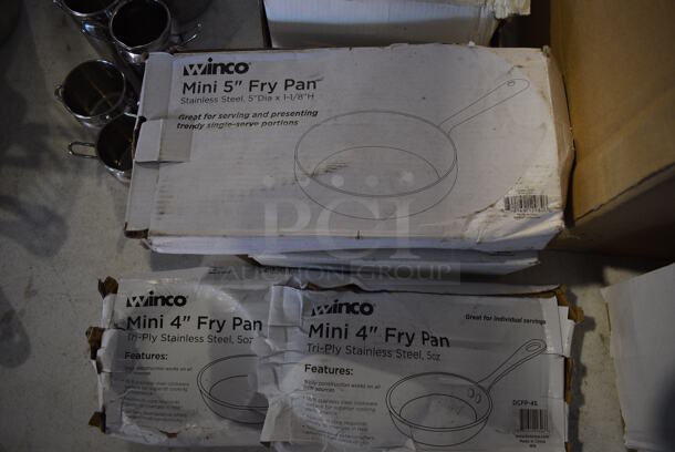 13 Various BRAND NEW IN BOX! Winco Stainless Steel Items; 2 Fry Cup, Mini 2-3/4" Sauce Pan, 2 4" Fry Pans, 5" Fry Pan, Mini 5-3/16" Square Kadai Bowl, Mini 5" Sauce Pan, 2 Mini 4-3/4" Casserole and 3 Mini 4-3/4" Casserole. 13 Times Your Bid! - Image 4 of 9