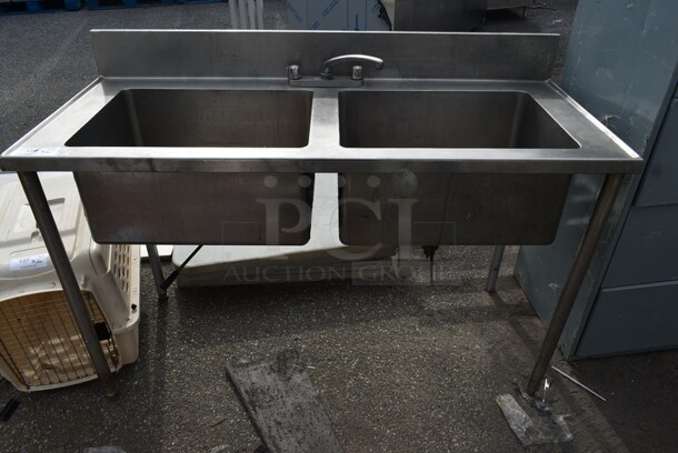 Stainless Steel Commercial 2 Bay Sink w/ Faucet and Handles. Bays 24x18x12 - Image 1 of 4