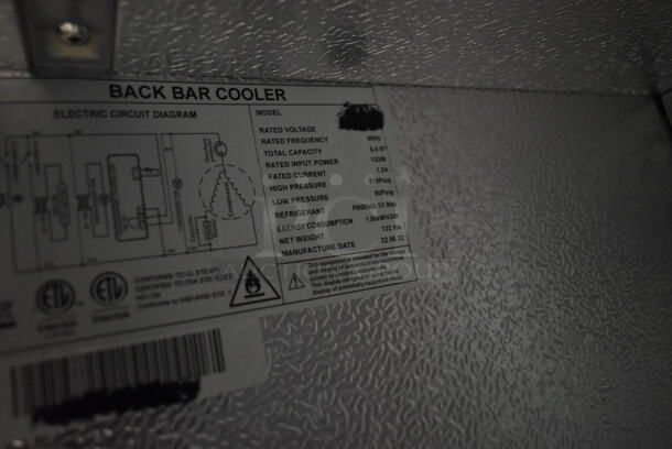 Unity Metal Commercial 2 Door Back Bar Cooler Merchandiser. 115 Volts, 1 Phase. Tested and Powers On But Does Not Get Cold - Image 4 of 5