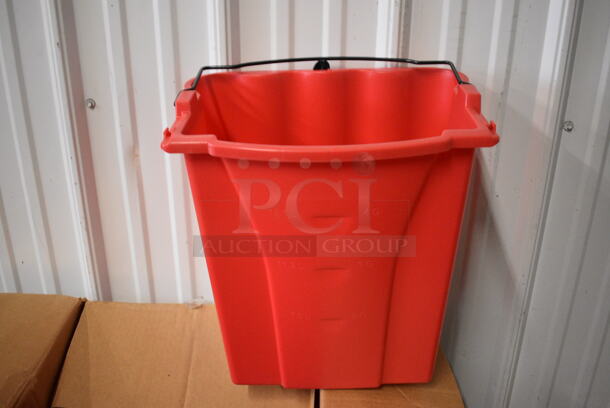 11 BRAND NEW IN BOX! Red Poly Buckets. 14x10x14. 11 Times Your Bid!