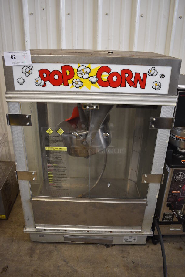 Gold Medal Model 2001ST Metal Commercial Countertop Popcorn Machine Merchandiser. 120 Volts, 1 Phase. 28x21x40.5. Cannot Test Due To Plug Style