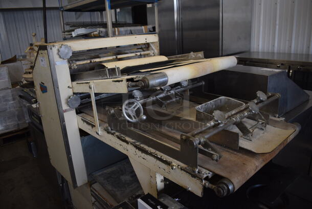 Moline Metal Commercial Floor Style Dough Sheeter on Commercial Casters. 250 Volts, 3 Phase. 56x30x55 - Image 6 of 9