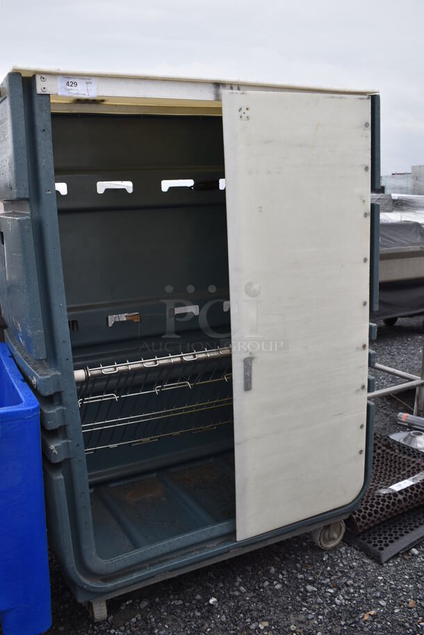 Green and White Poly Cabinet Cart on Casters. Missing Door. 48x29x68 - Image 2 of 6