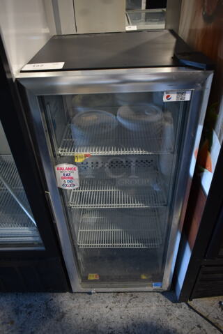 IDW G4-H0234B Metal Commercial Single Door Mini Cooler Merchandiser w/ Poly Coated Racks. 115 Volts, 1 Phase. Tested and Working!