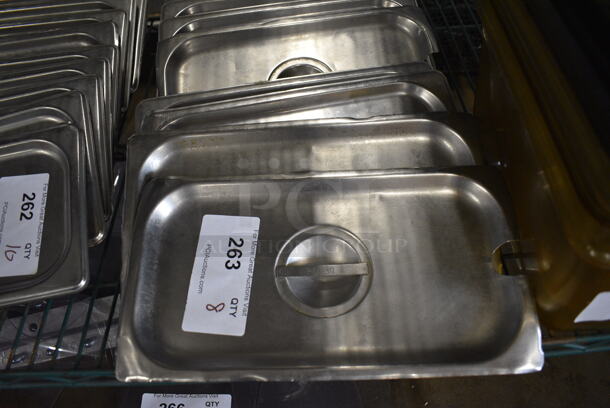 8 Stainless Steel 1/3 Size Notched Drop In Bin Lids. 8 Times Your Bid!