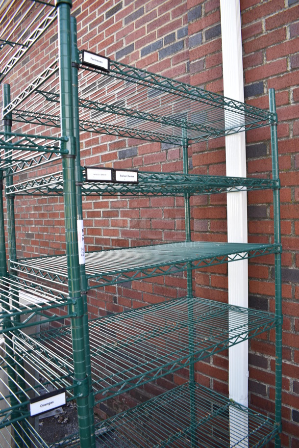 Green Finish 6 Tier Wire Shelving Unit on Commercial Casters. BUYER MUST DISMANTLE. PCI CANNOT DISMANTLE FOR SHIPPING. PLEASE CONSIDER FREIGHT CHARGES. 36x21x80 - Image 2 of 3