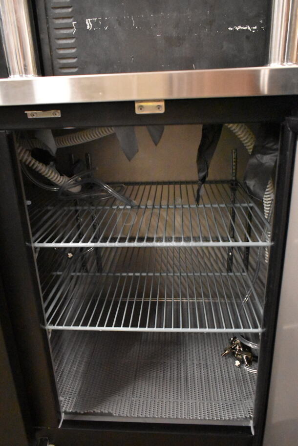 BRAND NEW SCRATCH AND DENT! 2024 Avantco 178UDD378 Metal Commercial Black Kegerator / Beer Dispenser with 2 Double Tap Towers - (4) 1/2 Keg Capacity. 115 Volts, 1 Phase. Tested and Working! - Image 8 of 11