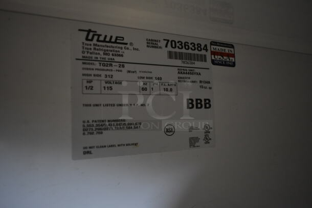 2011 True TG2R-2S ENERGY STAR Stainless Steel Commercial 2 Door Reach In Cooler w/ Poly Coated Racks on Commercial Casters. 115 Volts, 1 Phase. Tested and Working! - Image 6 of 7