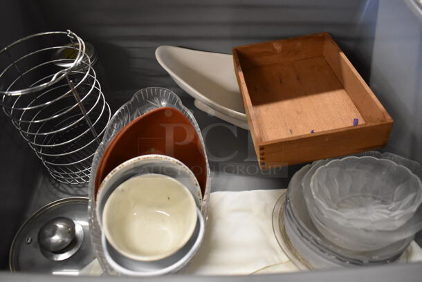 ALL ONE MONEY! Tier Lot of Various Items Including Metal Dome Covers, Bowls and Gray Poly Bus Bin - Image 4 of 4