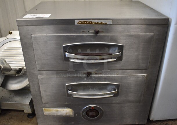 General Electric Stainless Steel Commercial 2 Drawer Warming Drawer. 23x16x23. Cannot Test Due To Plug Style
