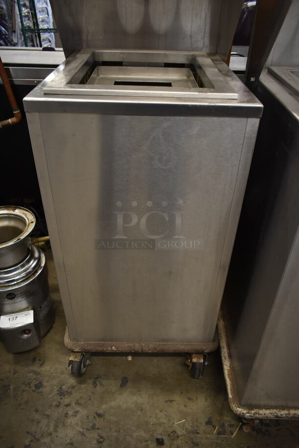 Servolift Eastern Stainless Steel Commercial Tray Return w/ 8 Cut Out Silverware Stand on Commercial Casters.  - Image 2 of 4