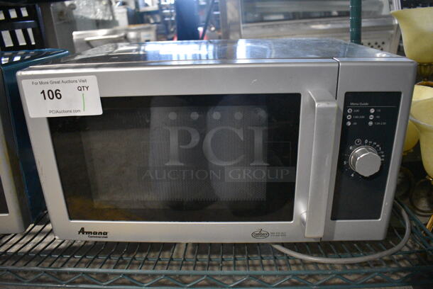2012 Amana Model RMS10D Stainless Steel Commercial Countertop Microwave Oven. 120 Volts, 1 Phase. 20x14x12
