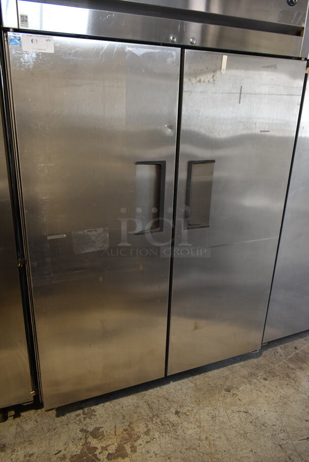 2012 True TG2R-2S ENERGY STAR Stainless Steel Commercial 2 Door Reach In Cooler w/ Poly Coated Racks on Commercial Casters. 115 Volts, 1 Phase. Tested and Working! - Image 3 of 8