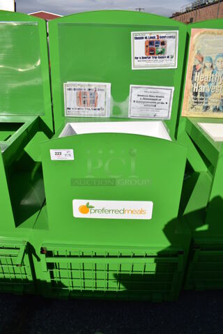 Green Metal Cart on Commercial Casters. 32x30x65