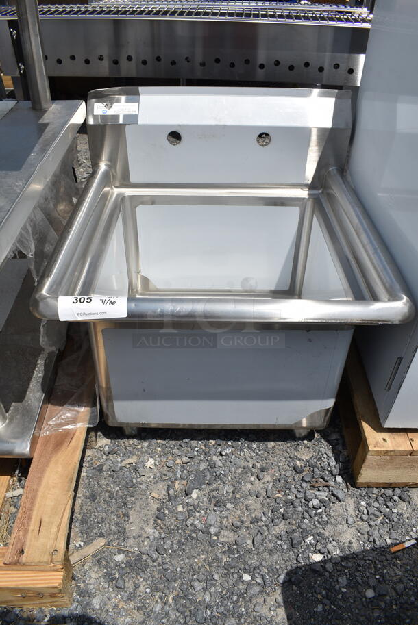BRAND NEW SCRATCH AND DENT! Steelton 522CS11818N 23 1/2" 18-Gauge Stainless Steel One Compartment Commercial Sink without Drainboard - 18" x 18" x 12" Bowl. No Legs.  - Image 2 of 4