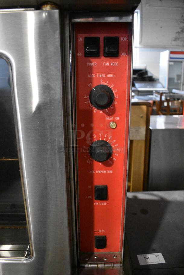 CPG Model FGC 100 Stainless Steel Commercial Natural Gas Powered Full Size Convection Oven w/ View Through Doors, Metal Oven Racks and Thermostatic Controls on Metal Legs. 54,000 BTU. 38x35x56 - Image 4 of 7
