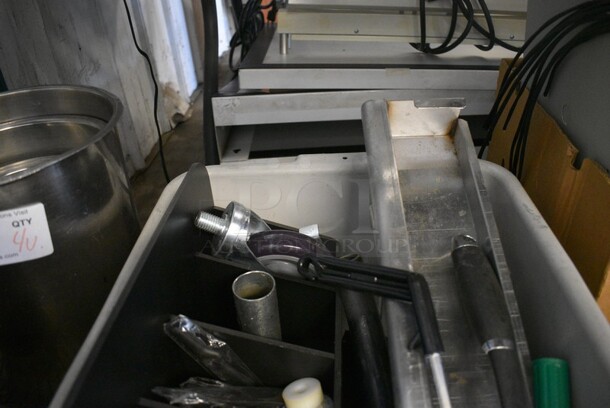 ALL ONE MONEY! Lot of Various Items Including Black Holder, Round Metal Bins and Ice Cream Scoop in Gray Poly Bus Bin. 21x15x7. - Image 3 of 4