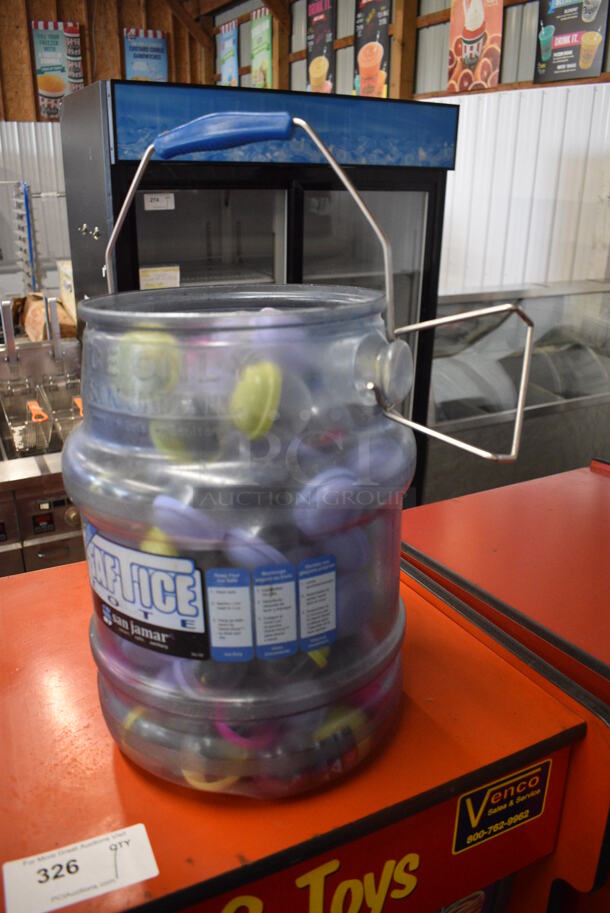 Red Floor Style 5 Compartment Toy Vending Machine w/ Ice Bucket of Extra Items. 22x23x27 - Image 3 of 5