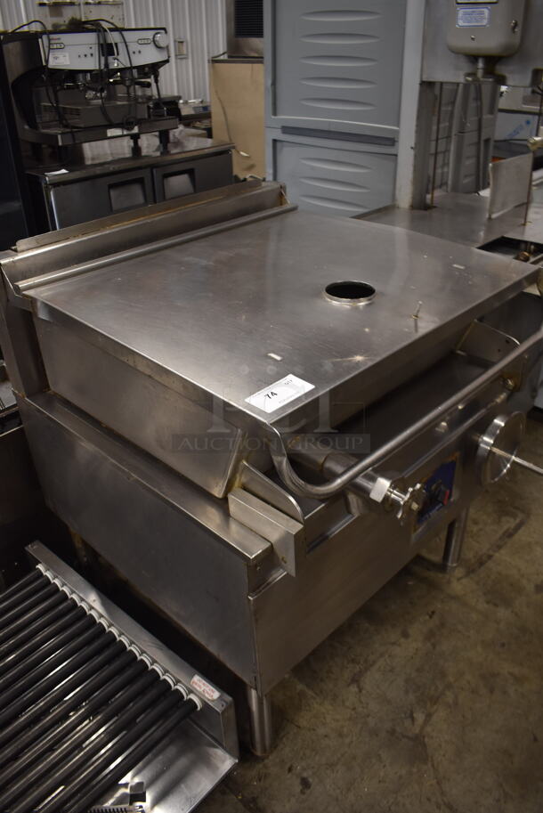 Cleveland Commercial Stainless Steel Natural Gas Powered Tilt Skillet On Galvanized Legs. - Image 2 of 6