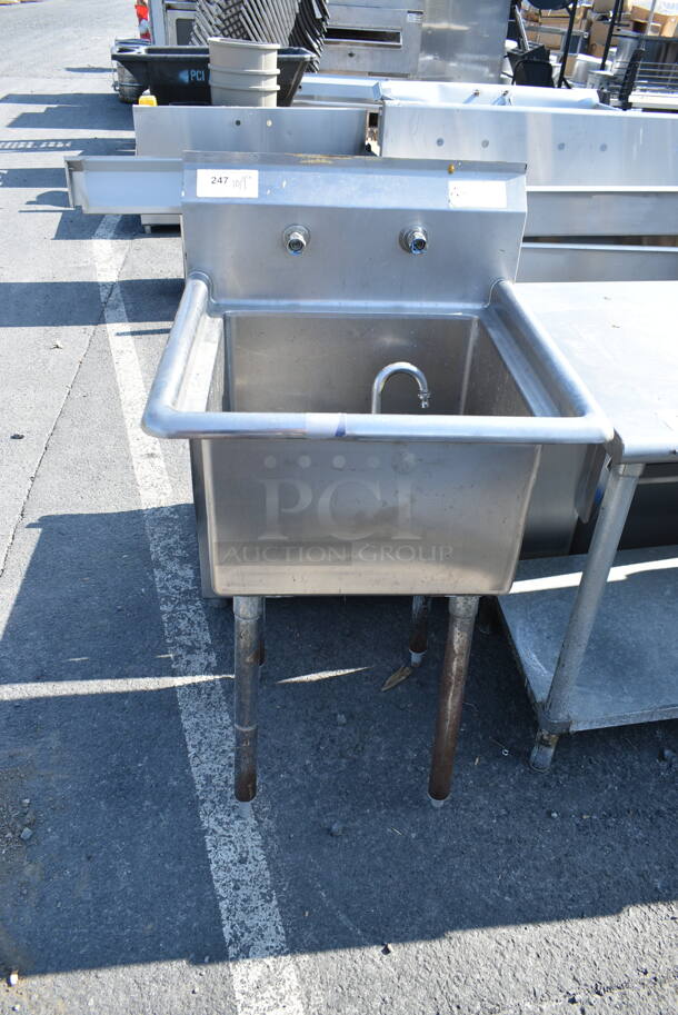 Stainless Steel Single Bay Sink w/ Faucet and Handles.  - Image 1 of 7