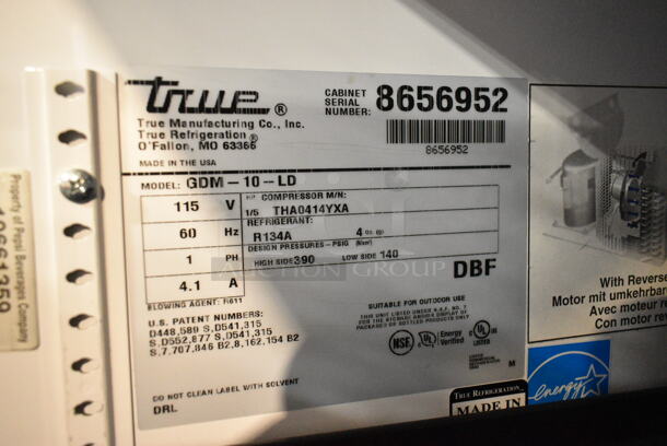 True GDM-10-LD Metal Commercial Single Door Reach In Cooler Merchandiser w/ Poly Coated Racks. 115 Volts, 1 Phase. Tested and Working! - Image 4 of 4